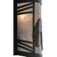 Meyda Lighting Fox on the Loose 247256 12" Textured Black Right Wall Sconce With Silver Mica Shade Glass