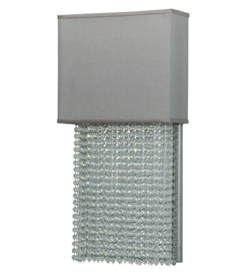 Meyda Lighting Francesca 15" 2-Light Pewter Wall Sconce With Pebble and Gray Textrene Shade