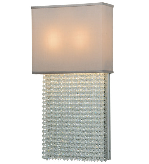 Meyda Lighting Francesca 15" 2-Light Pewter Wall Sconce With Pebble and Gray Textrene Shade