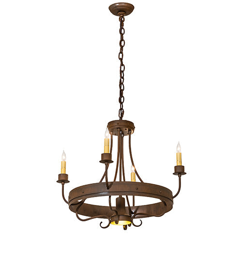 Meyda Lighting Franciscan 25" 5-Light Rustic Iron Chandelier With Ivory Faux Candlelight