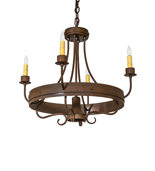 Meyda Lighting Franciscan 25" 5-Light Rustic Iron Chandelier With Ivory Faux Candlelight