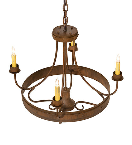 Meyda Lighting Franciscan 25" 5-Light Rustic Iron Chandelier With Ivory Faux Candlelight