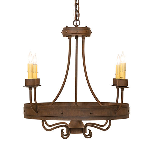 Meyda Lighting Franciscan 25" 5-Light Rustic Iron Chandelier With Ivory Faux Candlelight