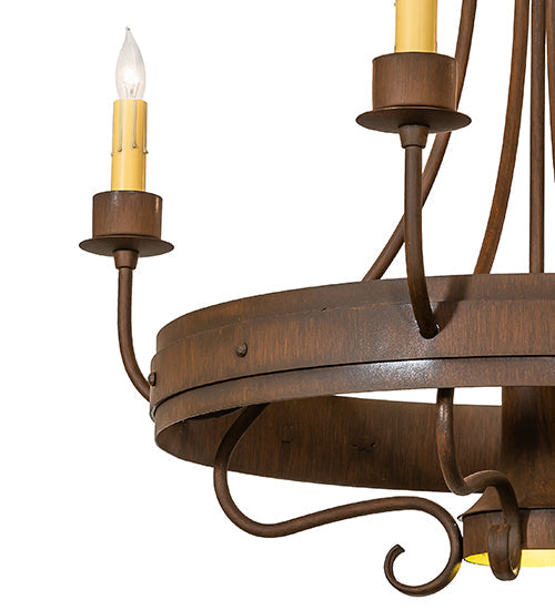 Meyda Lighting Franciscan 25" 5-Light Rustic Iron Chandelier With Ivory Faux Candlelight