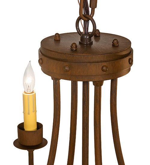 Meyda Lighting Franciscan 25" 5-Light Rustic Iron Chandelier With Ivory Faux Candlelight