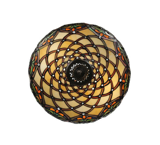 Meyda Lighting Franco 16" 2-Light Mahogany Bronze Inverted Pendant Light With Multi-Colored Shade Glass