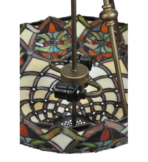 Meyda Lighting Franco 16" 2-Light Mahogany Bronze Inverted Pendant Light With Multi-Colored Shade Glass
