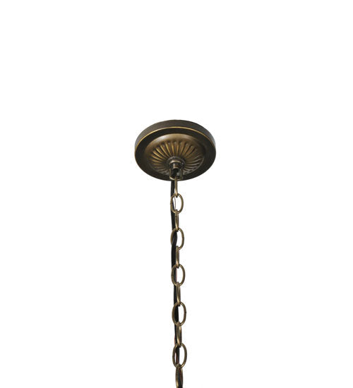 Meyda Lighting Franco 16" 2-Light Mahogany Bronze Inverted Pendant Light With Multi-Colored Shade Glass