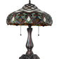 Meyda Lighting Franco 16" 2-Light Mahogany Bronze Table Lamp With Multi-Colored Stained Shade Glass