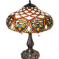 Meyda Lighting Franco 16" 2-Light Mahogany Bronze Table Lamp With Multi-Colored Stained Shade Glass
