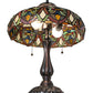 Meyda Lighting Franco 16" 2-Light Mahogany Bronze Table Lamp With Multi-Colored Stained Shade Glass
