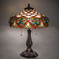 Meyda Lighting Franco 16" 2-Light Mahogany Bronze Table Lamp With Multi-Colored Stained Shade Glass