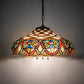 Meyda Lighting Franco 16" 3-Light Mahogany Bronze Pendant Light With Multi-Colored Stained Shade Glass