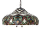 Meyda Lighting Franco 16" 3-Light Mahogany Bronze Pendant Light With Multi-Colored Stained Shade Glass