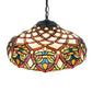 Meyda Lighting Franco 16" 3-Light Mahogany Bronze Pendant Light With Multi-Colored Stained Shade Glass