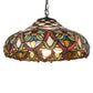 Meyda Lighting Franco 16" 3-Light Mahogany Bronze Pendant Light With Multi-Colored Stained Shade Glass