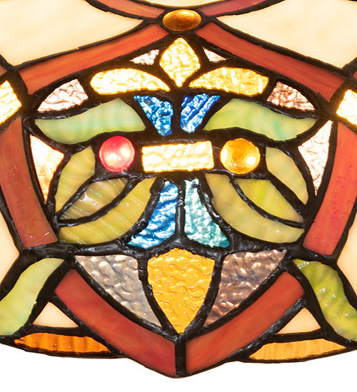 Meyda Lighting Franco 16" 3-Light Mahogany Bronze Pendant Light With Multi-Colored Stained Shade Glass