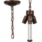 Meyda Lighting Franco 16" 3-Light Mahogany Bronze Pendant Light With Multi-Colored Stained Shade Glass