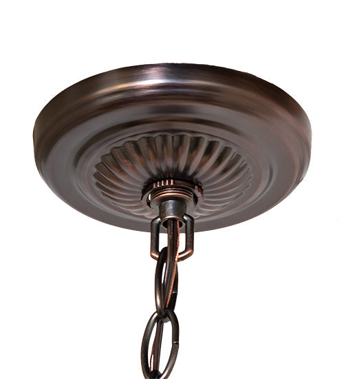 Meyda Lighting Franco 16" 3-Light Mahogany Bronze Pendant Light With Multi-Colored Stained Shade Glass