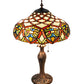 Meyda Lighting Franco 23" 2-Light Mahogany Bronze Table Lamp With Multi-Colored Stained Shade Glass