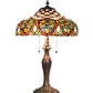 Meyda Lighting Franco 23" 2-Light Mahogany Bronze Table Lamp With Multi-Colored Stained Shade Glass