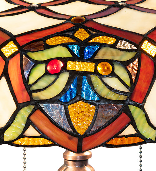 Meyda Lighting Franco 23" 2-Light Mahogany Bronze Table Lamp With Multi-Colored Stained Shade Glass