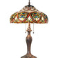 Meyda Lighting Franco 23" 2-Light Mahogany Bronze Table Lamp With Multi-Colored Stained Shade Glass
