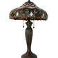 Meyda Lighting Franco 26" 2-Light Mahogany Bronze Table Lamp With Multi-Colored Stained Shade Glass