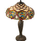 Meyda Lighting Franco 26" 2-Light Mahogany Bronze Table Lamp With Multi-Colored Stained Shade Glass