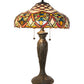 Meyda Lighting Franco 26" 2-Light Mahogany Bronze Table Lamp With Multi-Colored Stained Shade Glass