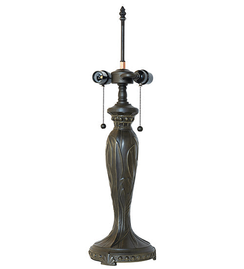 Meyda Lighting Franco 26" 2-Light Mahogany Bronze Table Lamp With Multi-Colored Stained Shade Glass