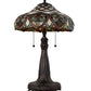 Meyda Lighting Franco 265257 26" 2-Light Mahogany Bronze Table Lamp With Multi-Colored Stained Shade Glass