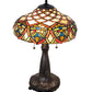 Meyda Lighting Franco 265257 26" 2-Light Mahogany Bronze Table Lamp With Multi-Colored Stained Shade Glass