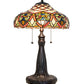 Meyda Lighting Franco 265257 26" 2-Light Mahogany Bronze Table Lamp With Multi-Colored Stained Shade Glass