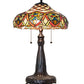 Meyda Lighting Franco 265257 26" 2-Light Mahogany Bronze Table Lamp With Multi-Colored Stained Shade Glass