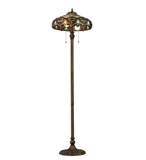 Meyda Lighting Franco 60" 2-Light Mahogany Bronze Floor Lamp With Multi-Colored Shade Glass