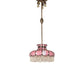 Meyda Lighting Frederick 24" 11-Light Antique Brass Pendant Light With Pink Iridescent Shade Glass