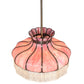 Meyda Lighting Frederick 24" 11-Light Antique Brass Pendant Light With Pink Iridescent Shade Glass