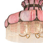 Meyda Lighting Frederick 24" 11-Light Antique Brass Pendant Light With Pink Iridescent Shade Glass