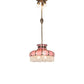 Meyda Lighting Frederick 24" 11-Light Antique Brass Pendant Light With Pink Iridescent Shade Glass