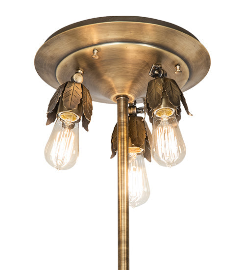 Meyda Lighting Frederick 24" 11-Light Antique Brass Pendant Light With Rainbow Sherbet Art Shade Glass