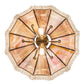 Meyda Lighting Frederick 24" 11-Light Antique Brass Pendant Light With Rainbow Sherbet Art Shade Glass