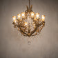 Meyda Lighting French Baroque 34" 13-Light Aztec Gold Chandelier With Clear & Gold Hurricane Shade Glass