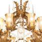 Meyda Lighting French Baroque 34" 13-Light Aztec Gold Chandelier With Clear & Gold Hurricane Shade Glass