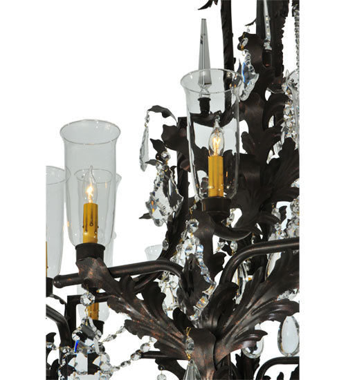 Meyda Lighting French Baroque 48" 16-Light Gilded Tobacco Chandelier With Clear Hurricane Shade Glass
