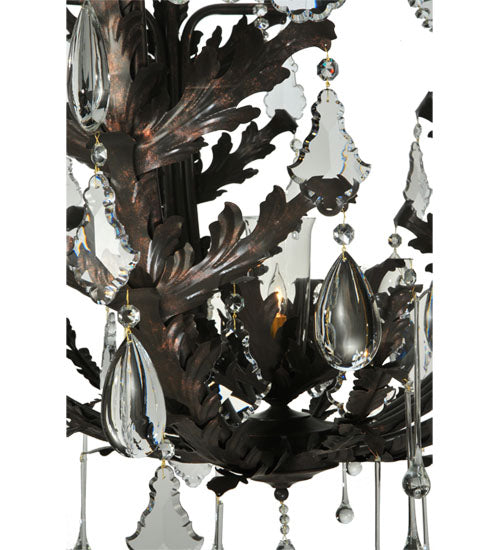 Meyda Lighting French Baroque 48" 16-Light Gilded Tobacco Chandelier With Clear Hurricane Shade Glass