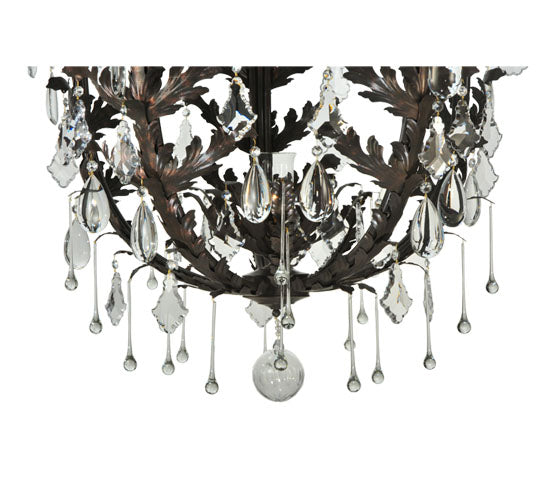 Meyda Lighting French Baroque 48" 16-Light Gilded Tobacco Chandelier With Clear Hurricane Shade Glass