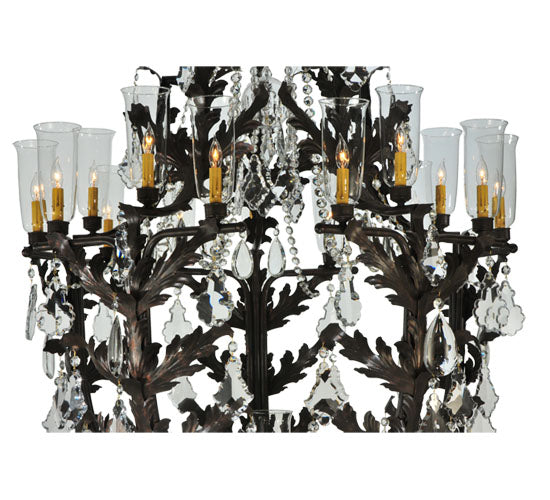 Meyda Lighting French Baroque 48" 16-Light Gilded Tobacco Chandelier With Clear Hurricane Shade Glass