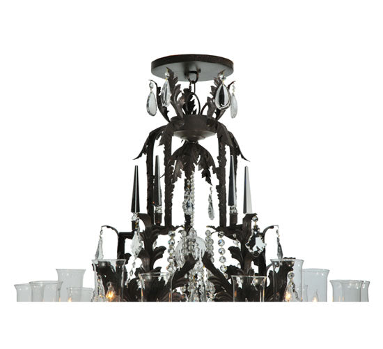 Meyda Lighting French Baroque 48" 16-Light Gilded Tobacco Chandelier With Clear Hurricane Shade Glass