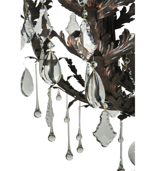 Meyda Lighting French Baroque 48" 16-Light Gilded Tobacco Chandelier With Clear Hurricane Shade Glass